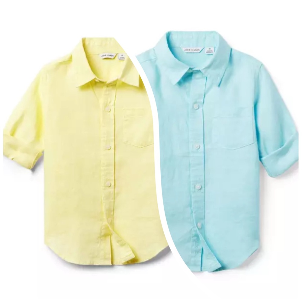 Janie & Jack The Linen Shirt Bundle in Yellow & Plume Size 3T